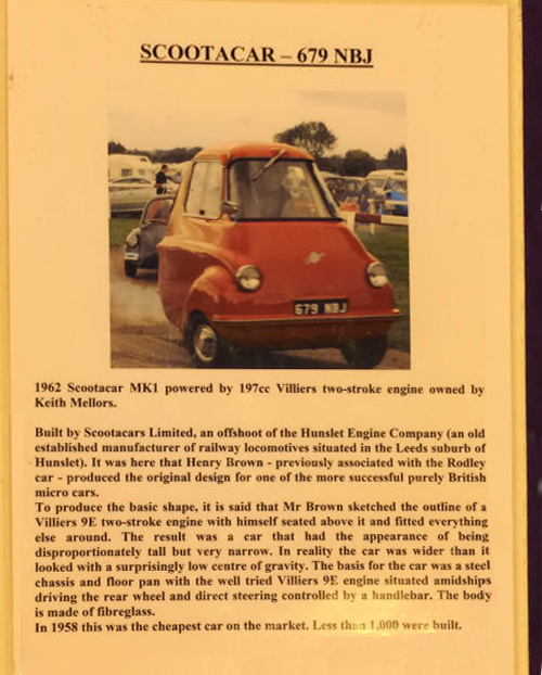 1962 Scootacar Mk 1 information board