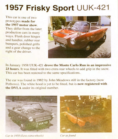 1957 FriskySport information board